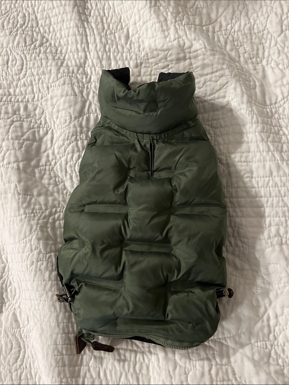 Olive Green Puffer Dog Coat